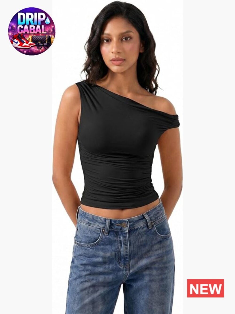 Off Shoulder Double Line Tank Top Sleeveless Y2K Going Out Tops